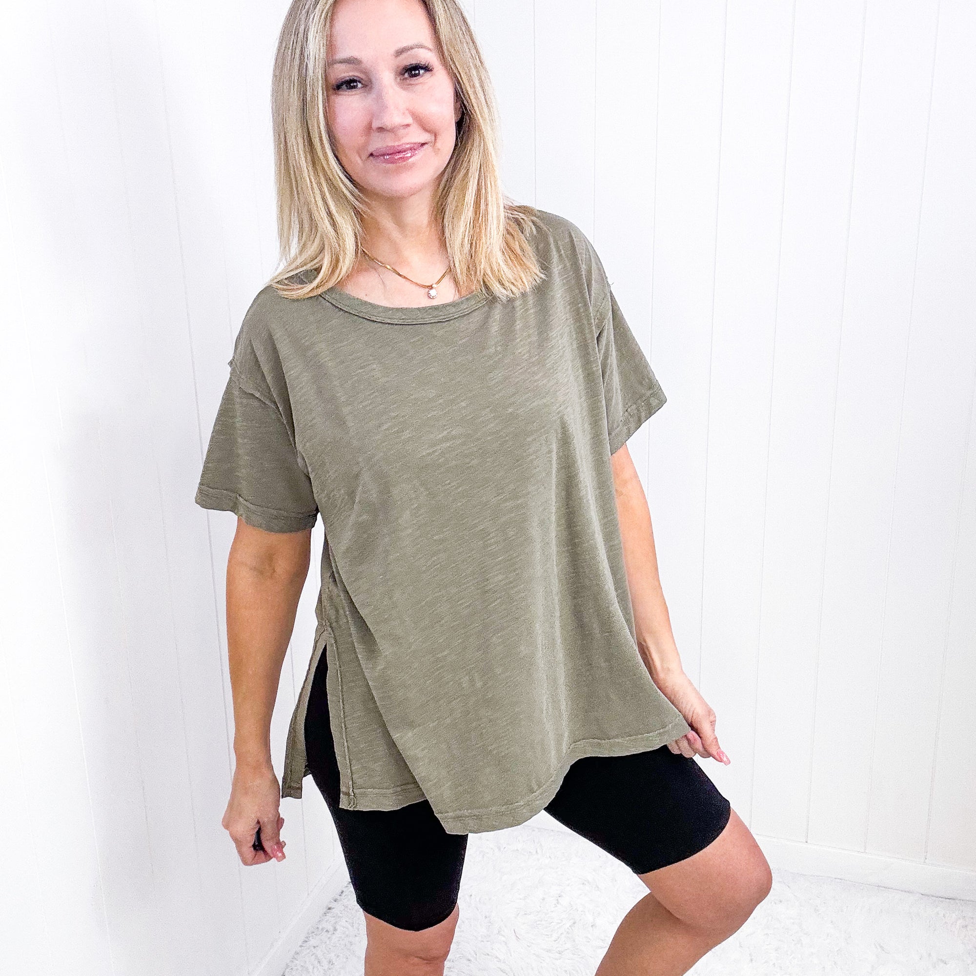 Washed Green Oversized Short Sleeve Tee - Boujee Boutique 