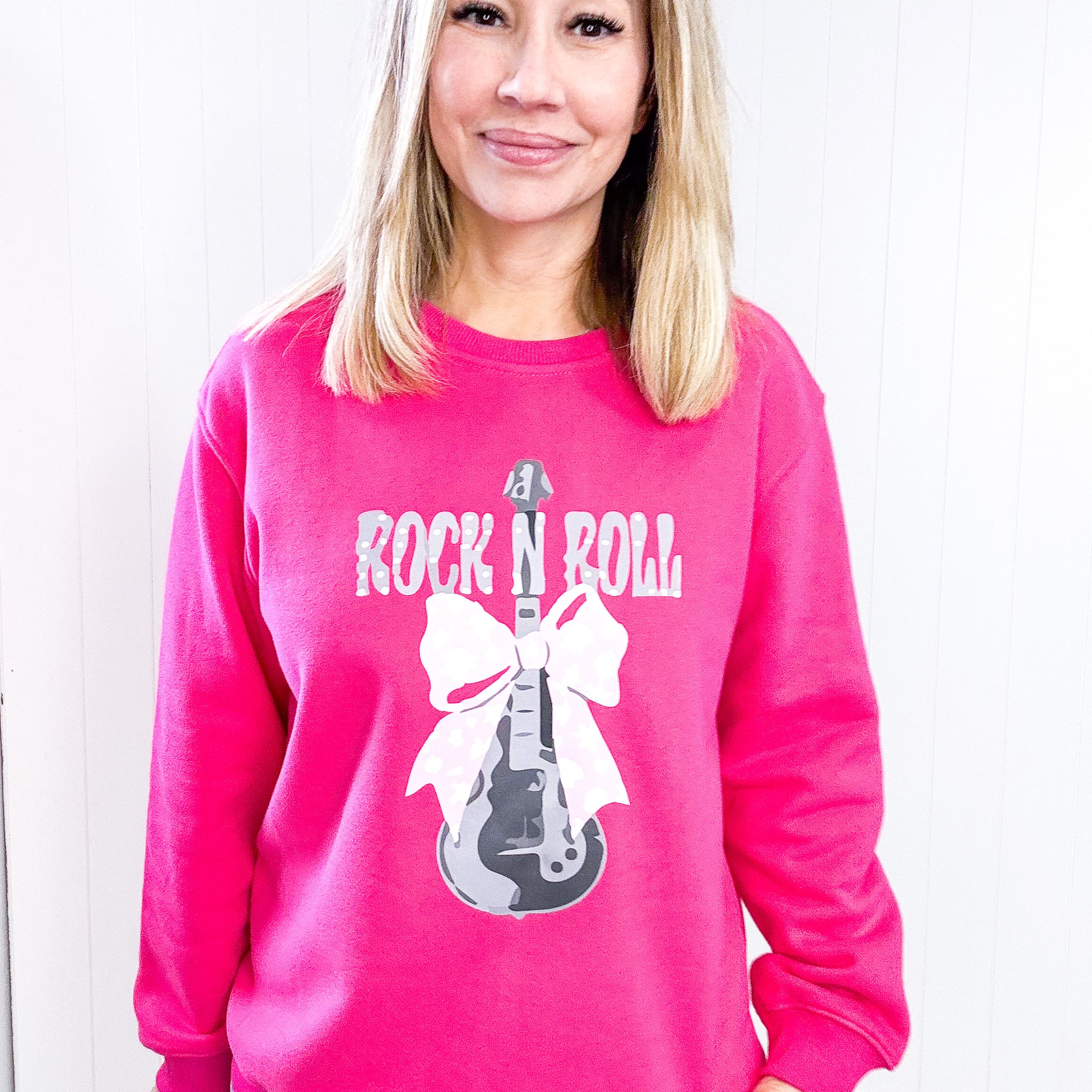 Simply Love Girly Rock & Roll Graphic Long Sleeve Sweatshirt - Boujee Boutique 