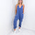 Dusty Denim Blue Plunge Sleeveless Jumpsuit with Pockets - Boujee Boutique 