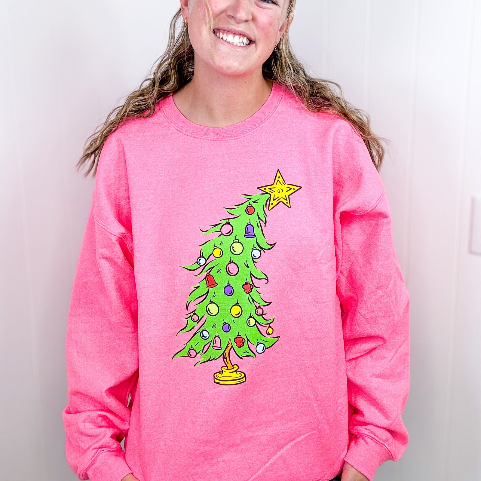 Neon Pink Christmas Tree Sweatshirt