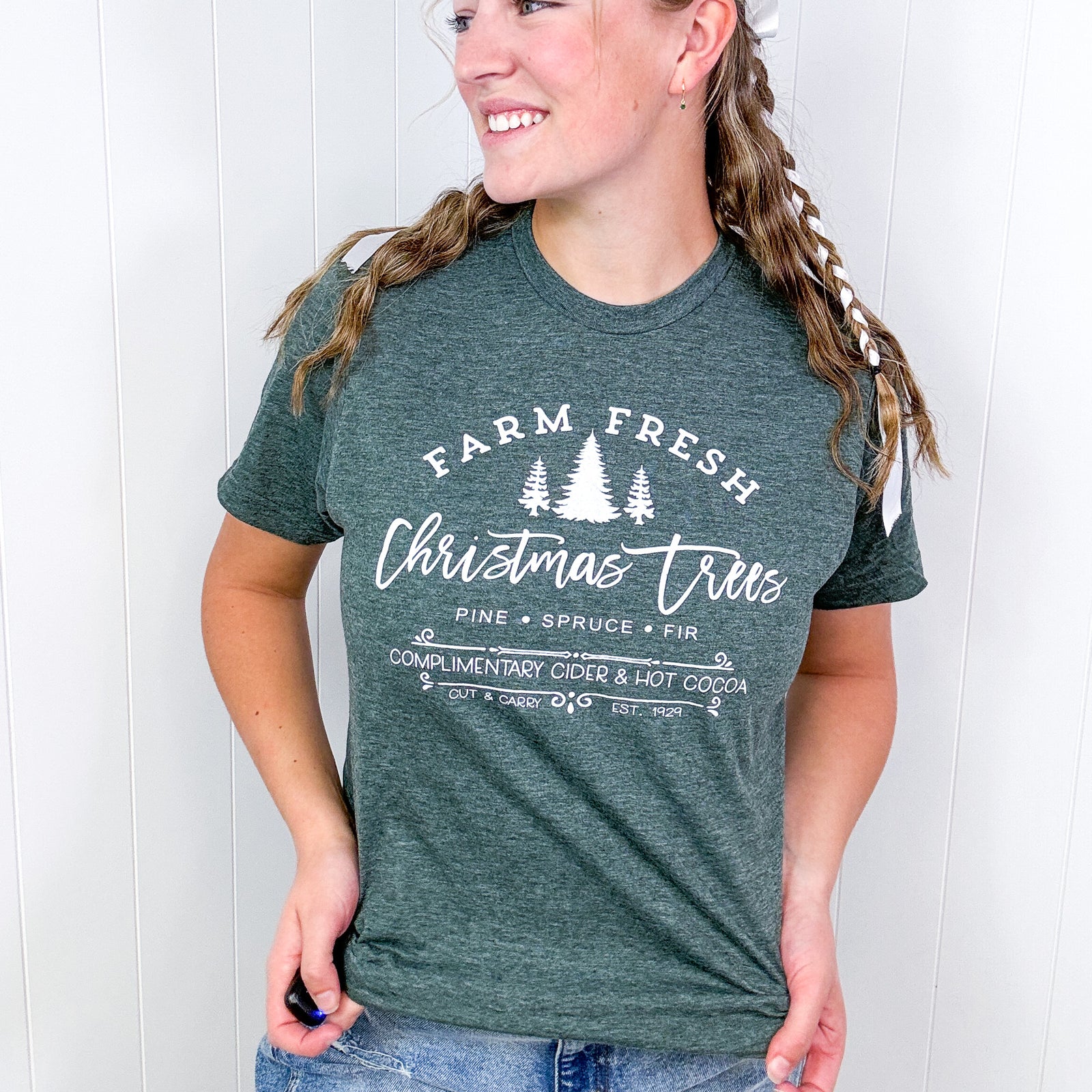 Farm Fresh Christmas Tree Pine Spruce Fir Graphic Tee