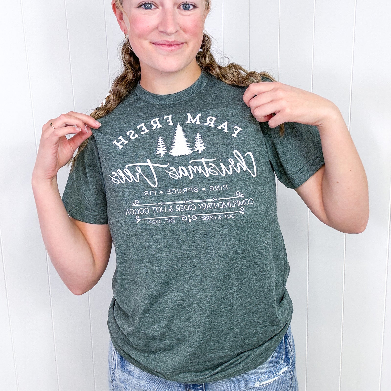 Farm Fresh Christmas Tree Pine Spruce Fir Graphic Tee