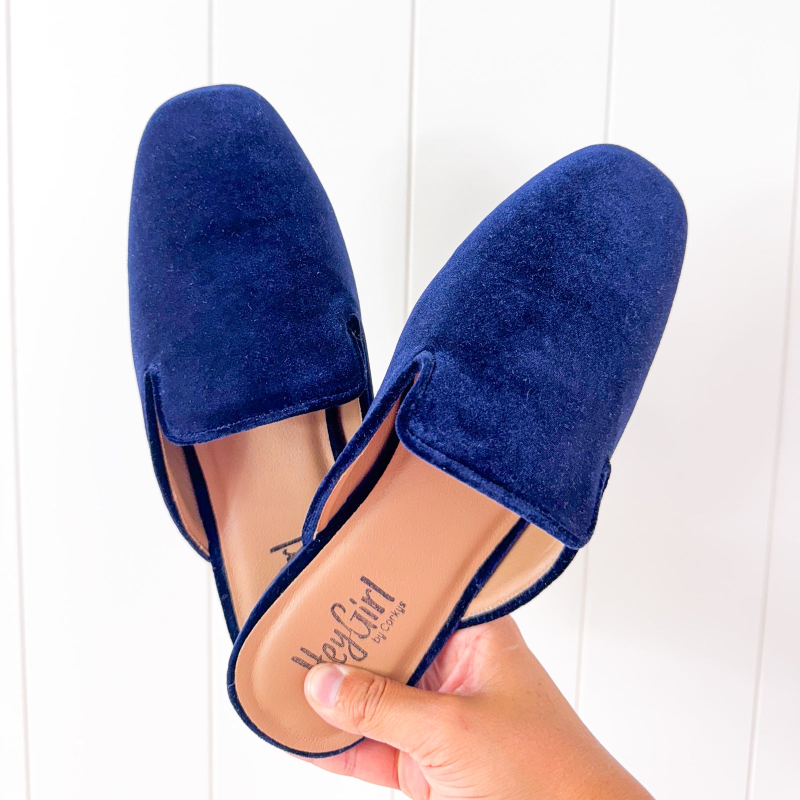 Corky's Spotlight Navy Velvet Slip on Shoes - Boujee Boutique