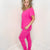 Krisie Hot Pink V Neckline Creamy Soft Lounge Set - Boujee Boutique 