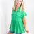 Working In The Garden Green Button Up Short Sleeve Peplum Blouse - Boujee Boutique 