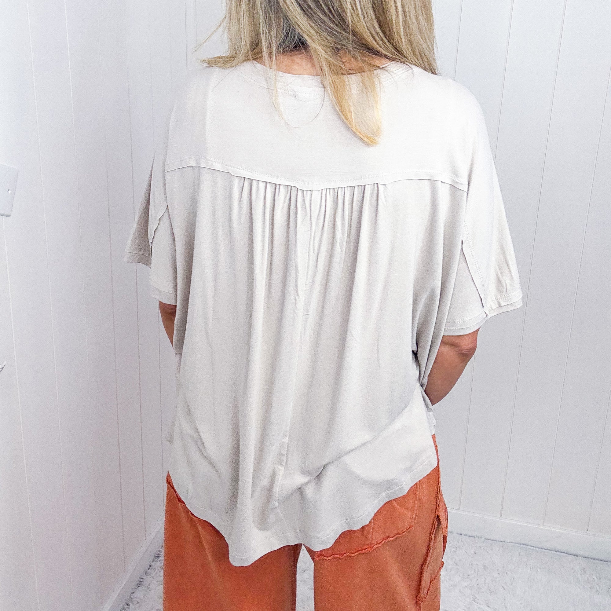 Easy Decisions Oversized Short Sleeve Pleated Back Tunic in 3 Colors - Boujee Boutique 