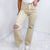 Judy Blue Neutral Cream High Waist Distressed Wide Leg Jeans - Boujee Boutique 