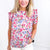 Easy Living Stone & Fuchsia Floral Print Double Ruffle Sleeve Top - Boujee Boutique 
