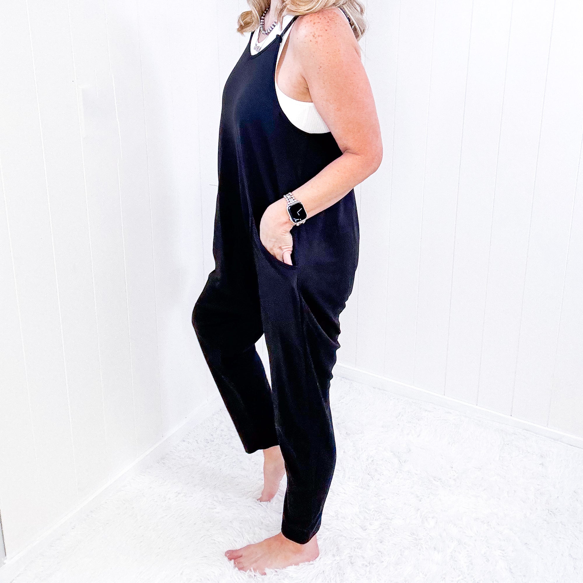 Double Take Full Size V-Neck Sleeveless Jumpsuit with Pockets - Boujee Boutique 