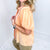 Easel Mineral Washed Orange Bubble Sleeve Blouse - Boujee Boutique 