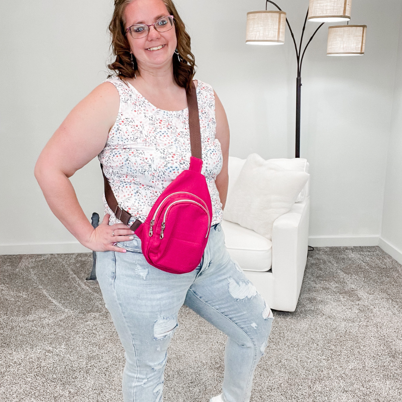 Exclusive Boujee Boutique Hot Pink Denim Sling Bag - Boujee Boutique