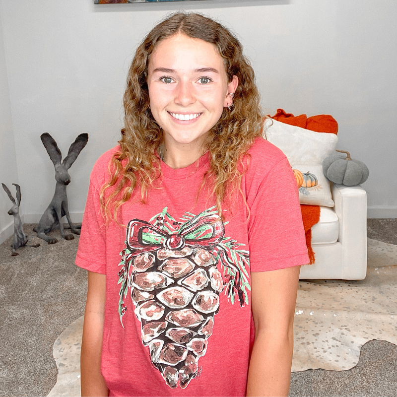Hand Drawn Christmas Pinecone Graphic Tee - Boujee Boutique