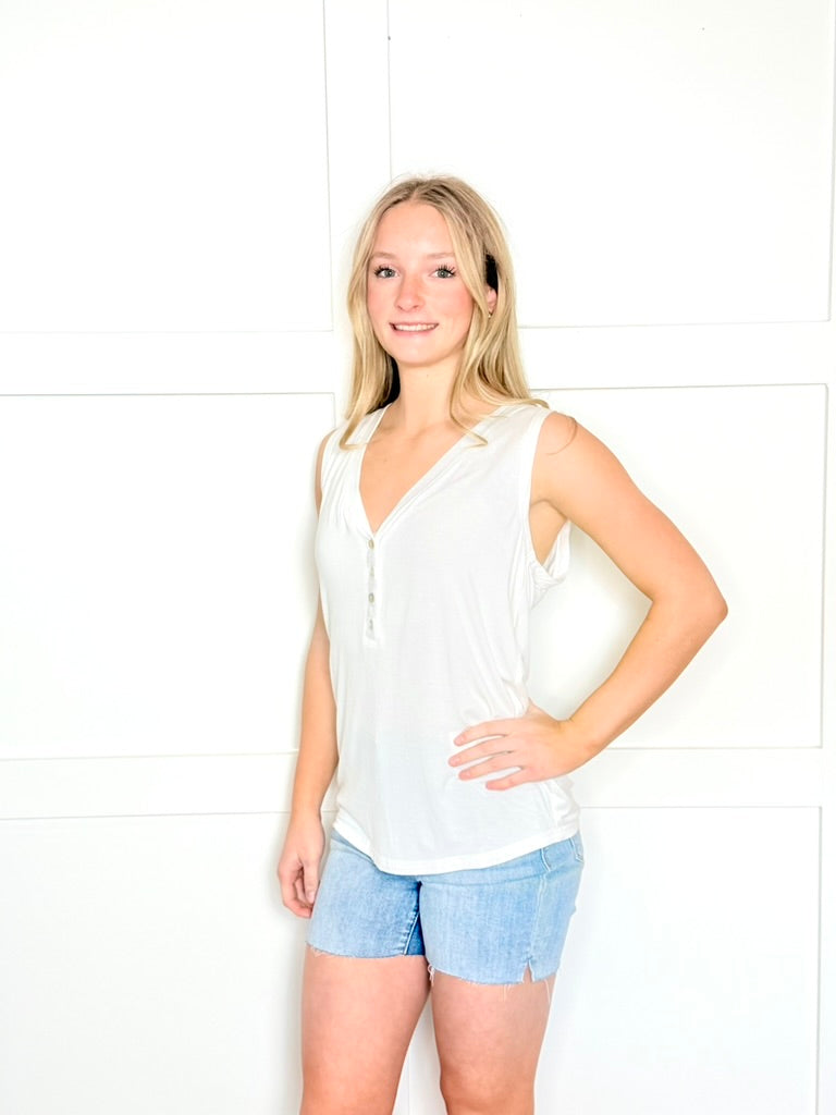 Pol White Soft Loose Knit Tank Top