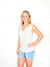 Pol White Soft Loose Knit Tank Top
