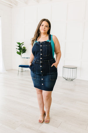 Judy Blue Button Down Denim Overall Dress - Boujee Boutique 