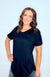 Basics Celeste Creamy Soft Pocket Round Hem V Neckline Short Sleeve Top in 6 Colors