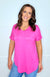 Basics Celeste Creamy Soft Pocket Round Hem V Neckline Short Sleeve Top in 6 Colors