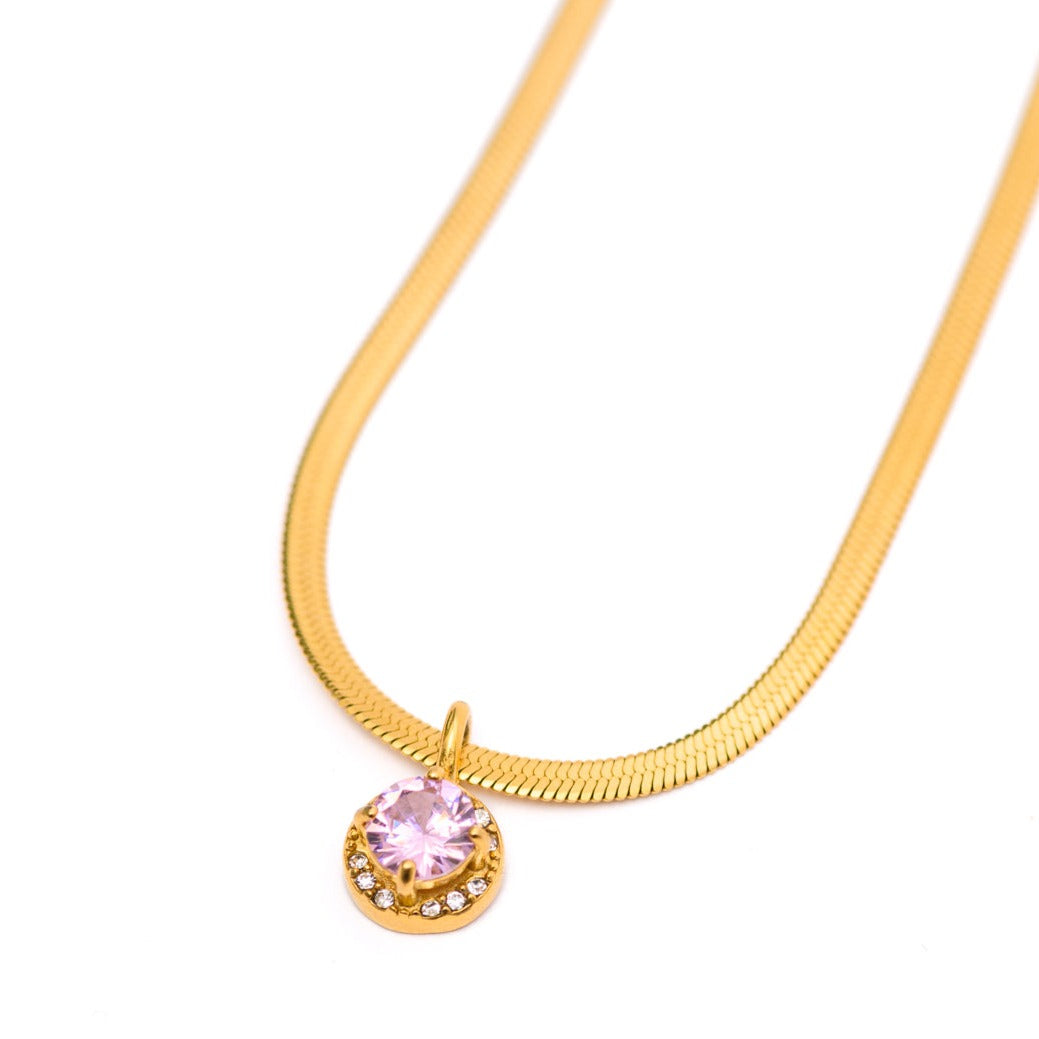 Here to Shine Gold Plated Necklace in Pink CZ - Boujee Boutique 