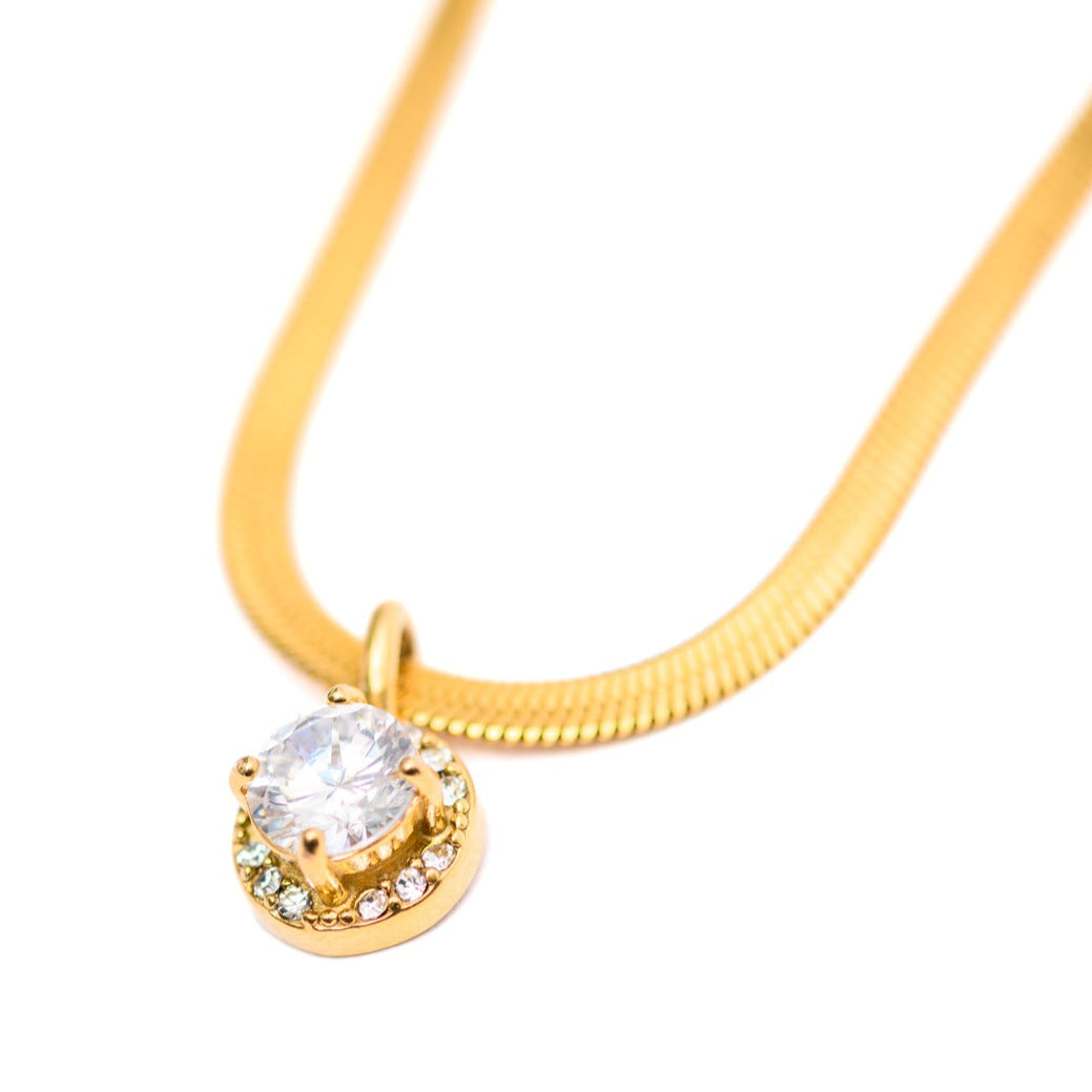 Here to Shine Gold Plated Necklace in White CZ - Boujee Boutique 