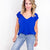 Dear Scarlett Ruched Cap Sleeve Top in Royal Blue - Boujee Boutique 