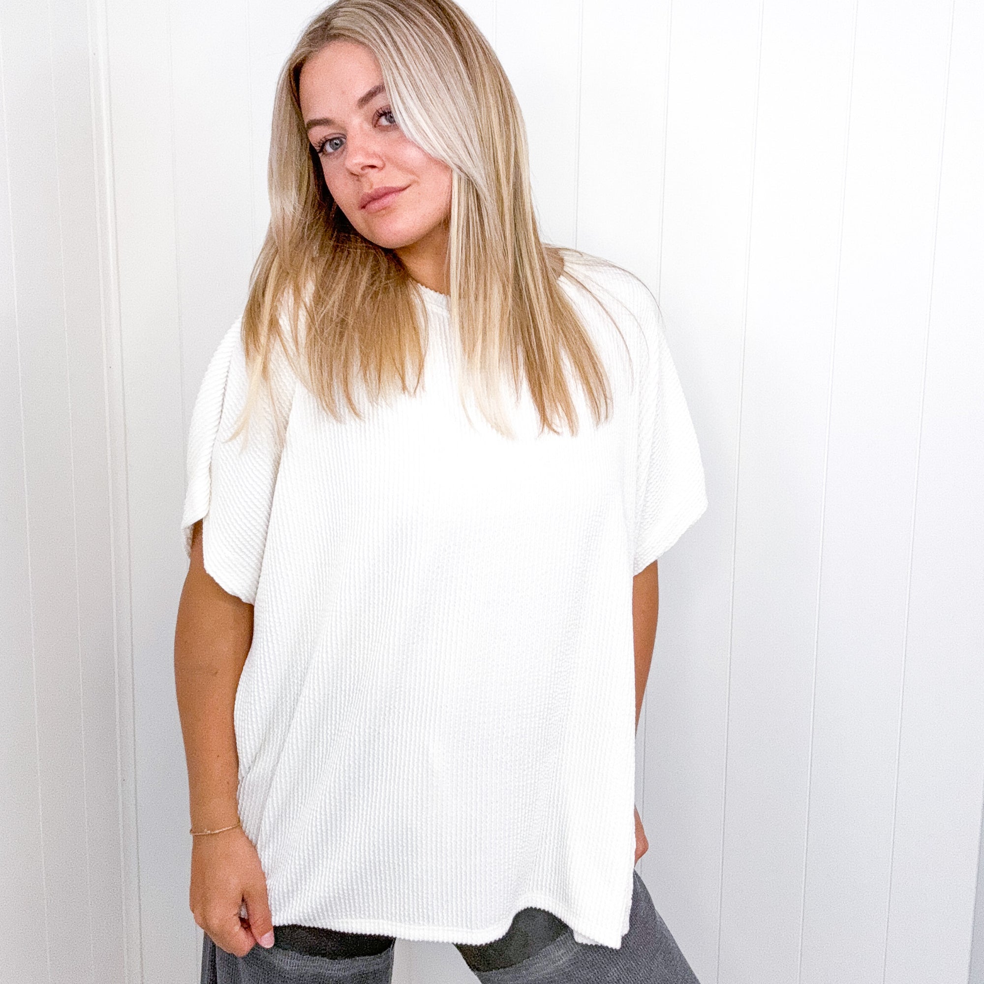 Spring Bloomin Ribbed Oversized Short Sleeve Top in 3 Colors - Boujee Boutique 