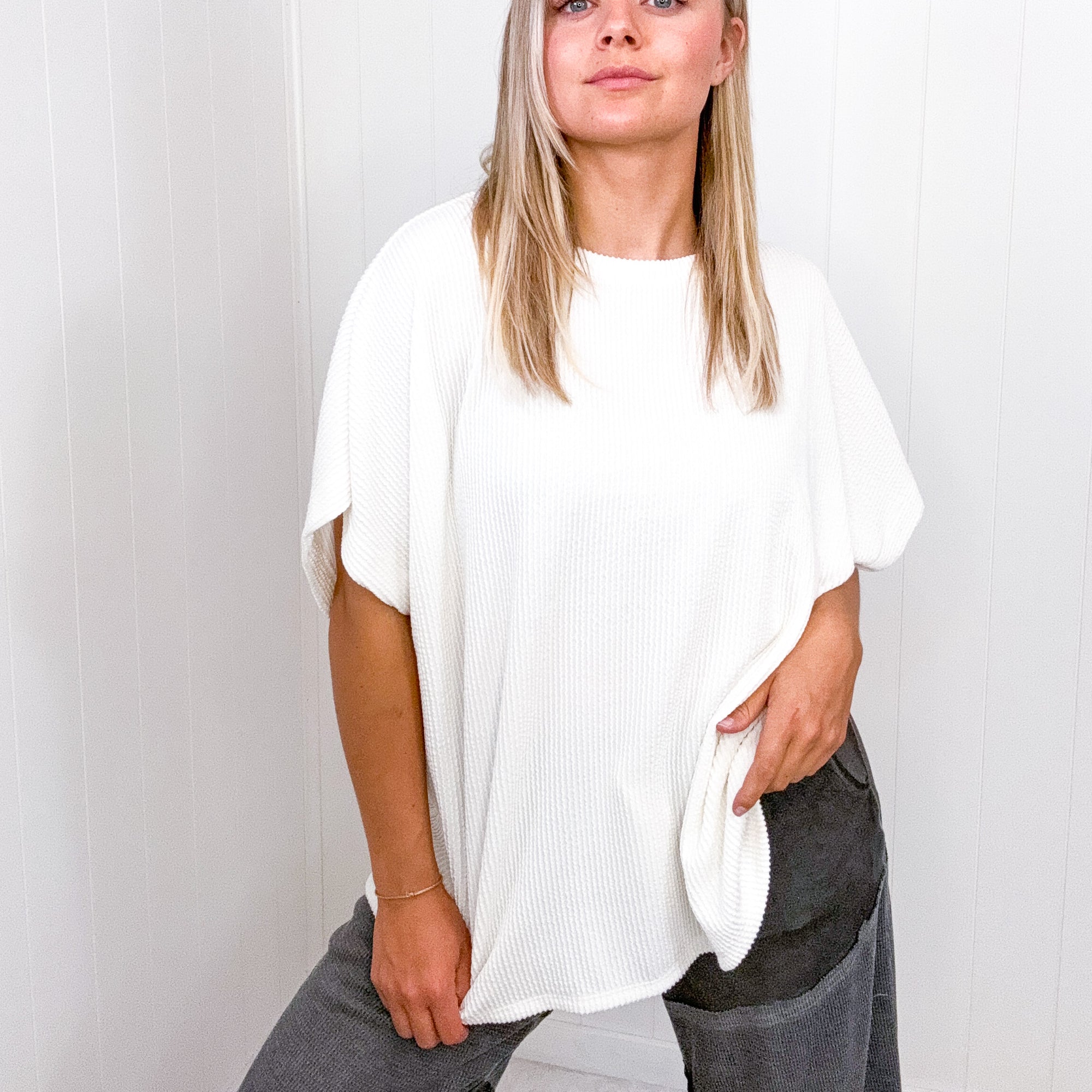 Spring Bloomin Ribbed Oversized Short Sleeve Top in 3 Colors - Boujee Boutique 