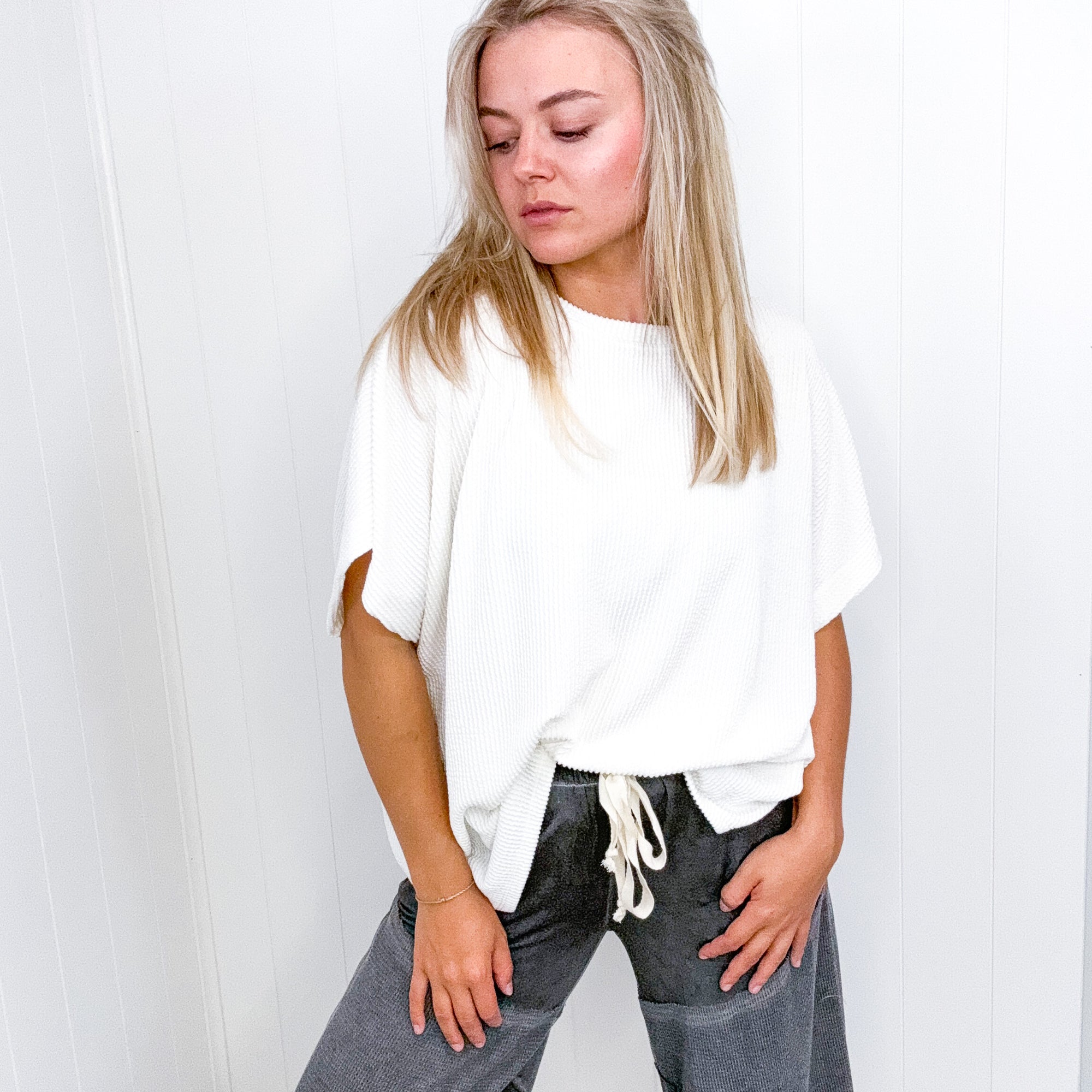 Spring Bloomin Ribbed Oversized Short Sleeve Top in 3 Colors - Boujee Boutique 