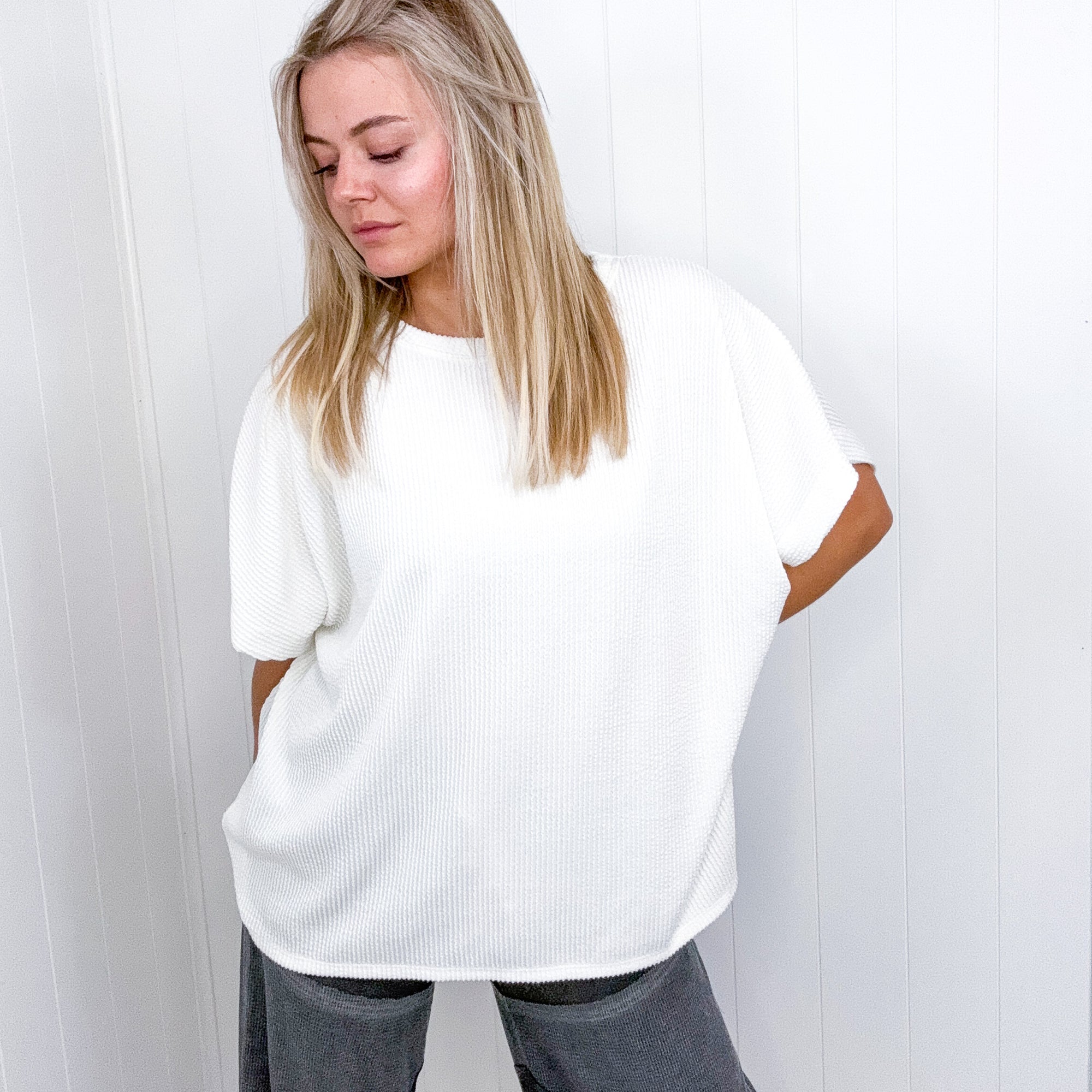 Spring Bloomin Ribbed Oversized Short Sleeve Top in 3 Colors - Boujee Boutique 