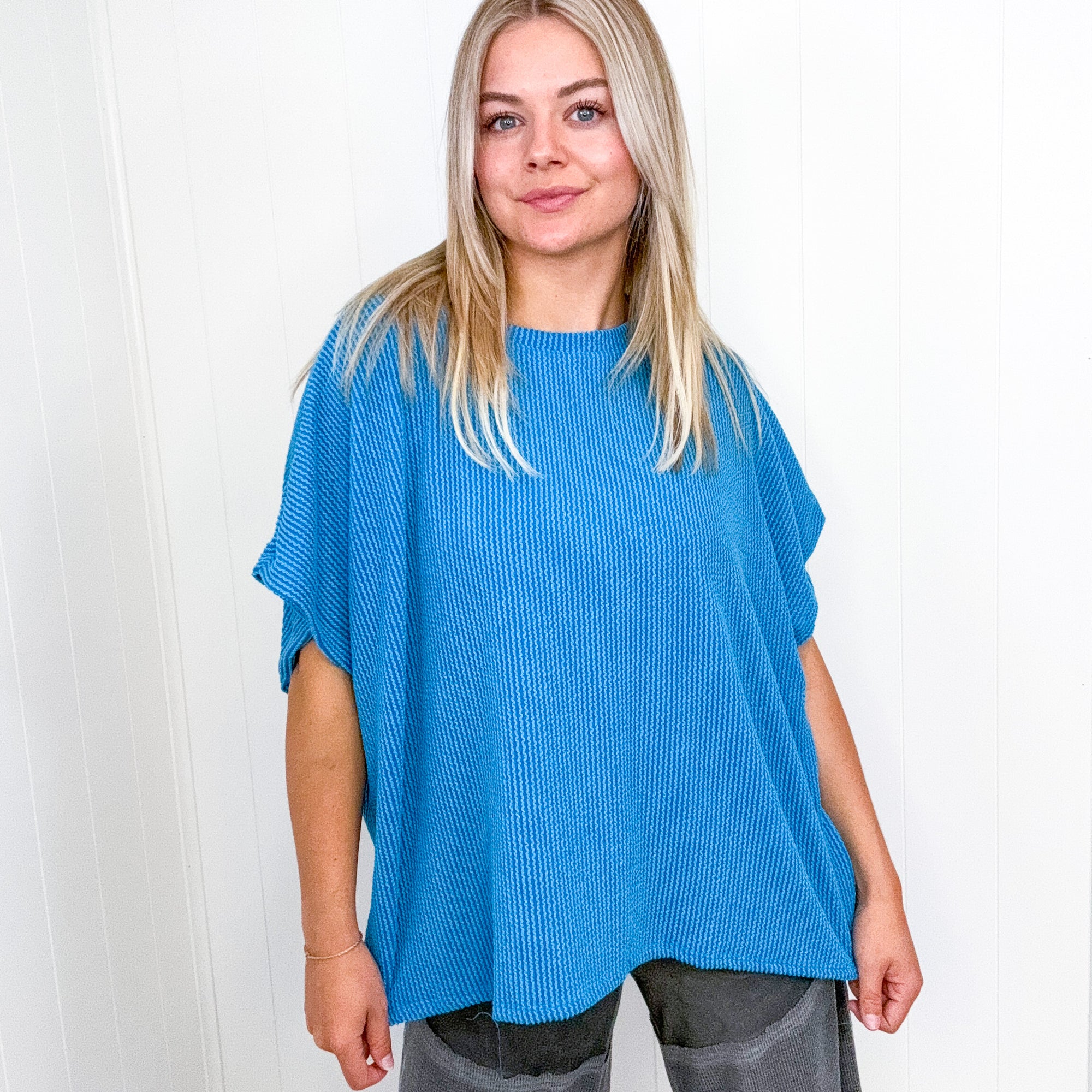 Spring Bloomin Ribbed Oversized Short Sleeve Top in 3 Colors - Boujee Boutique 