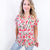 Dear Scarlett Lizzy Cap Sleeve Top in Coral and Beige Floral - Boujee Boutique 