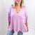 Easel Lilac Pink Oversized Boxy Wide Ribbed Short Sleeve Top - Boujee Boutique 