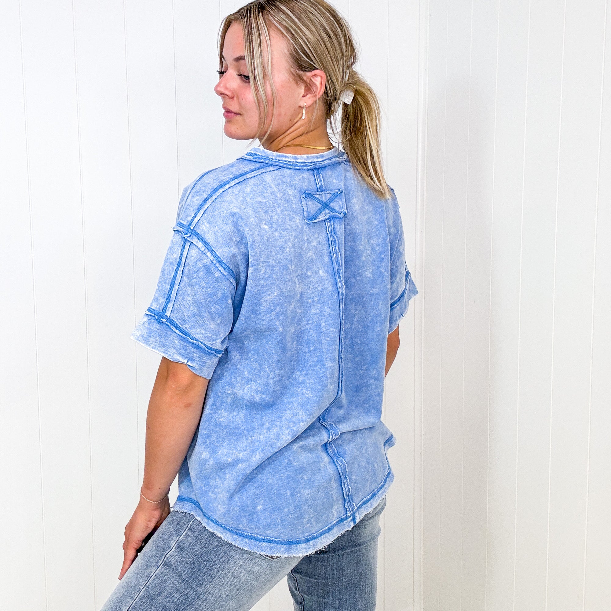 Bright Detailed Button Closure Scoop Neckline Short Sleeve Top in 7 Colors - Boujee Boutique 