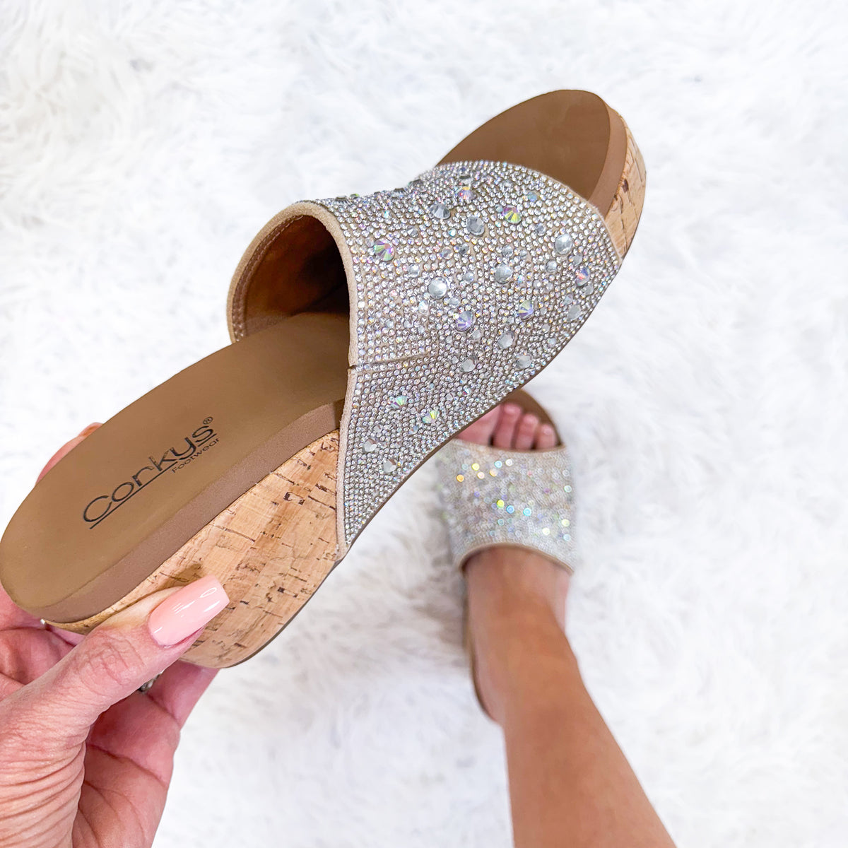 Corkys&#39;s Sunlight Clear Bling Wedge - Boujee Boutique 