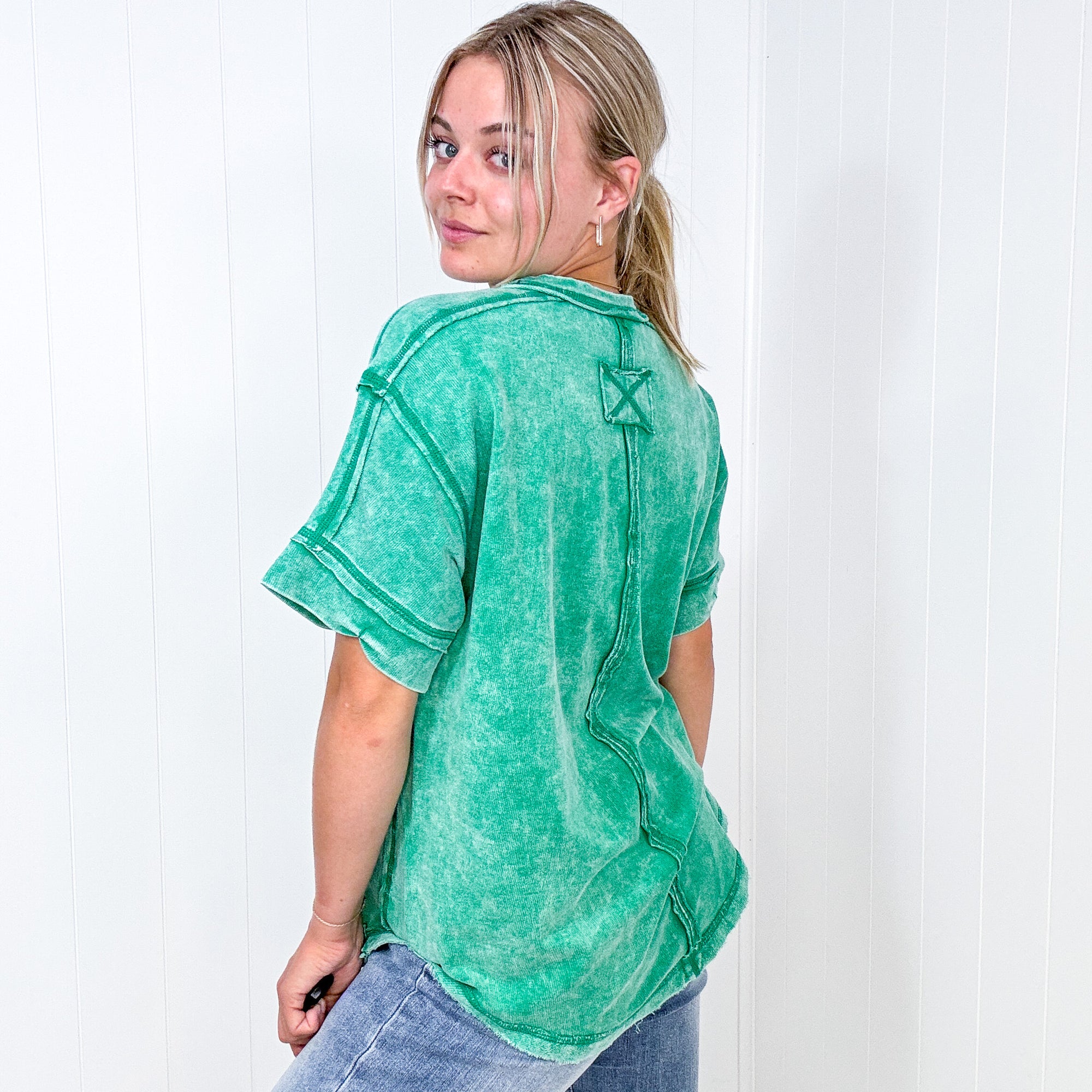 Bright Detailed Button Closure Scoop Neckline Short Sleeve Top in 7 Colors - Boujee Boutique 