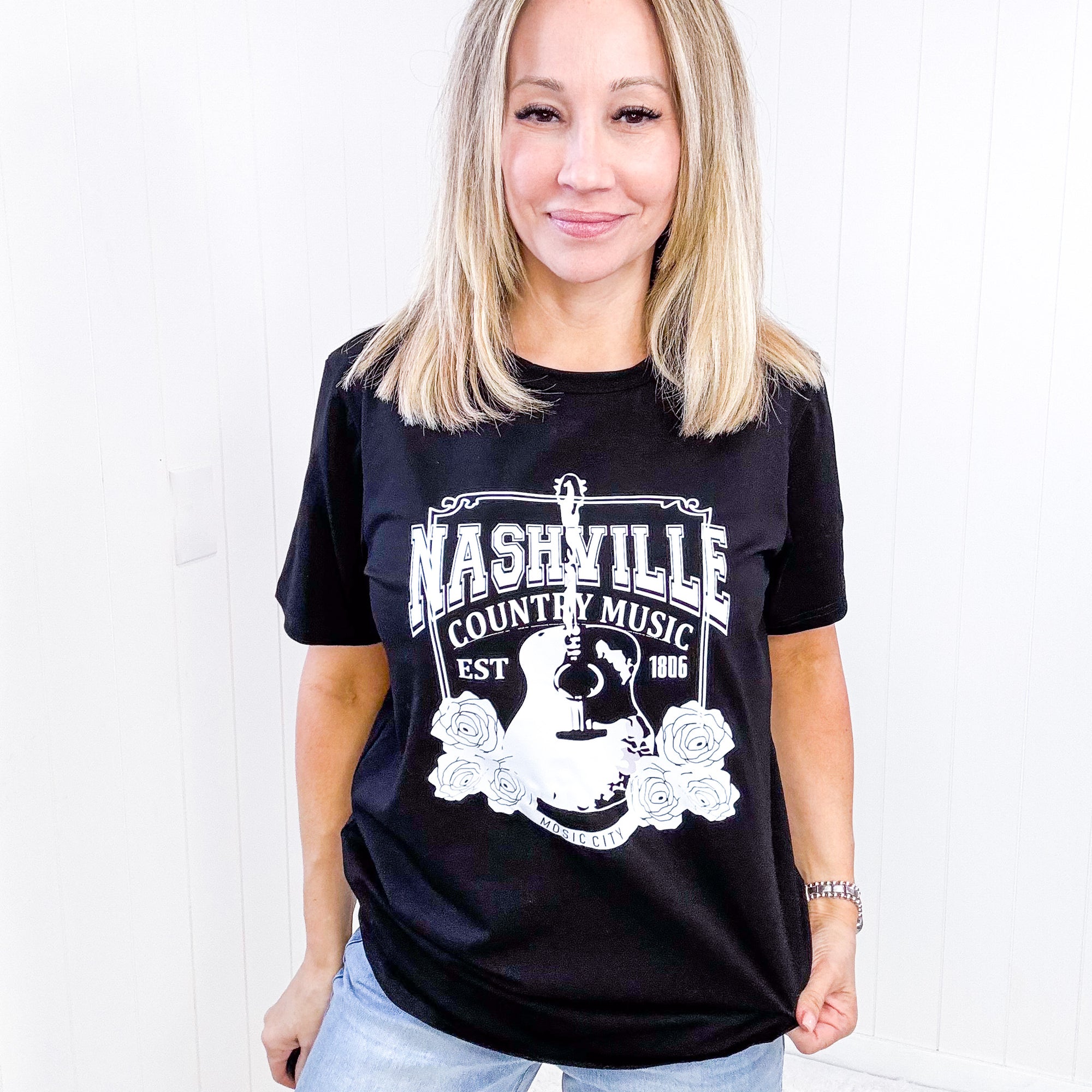 Simply Love Nashville Graphic Round Neck Short Sleeve T-Shirt - Boujee Boutique 