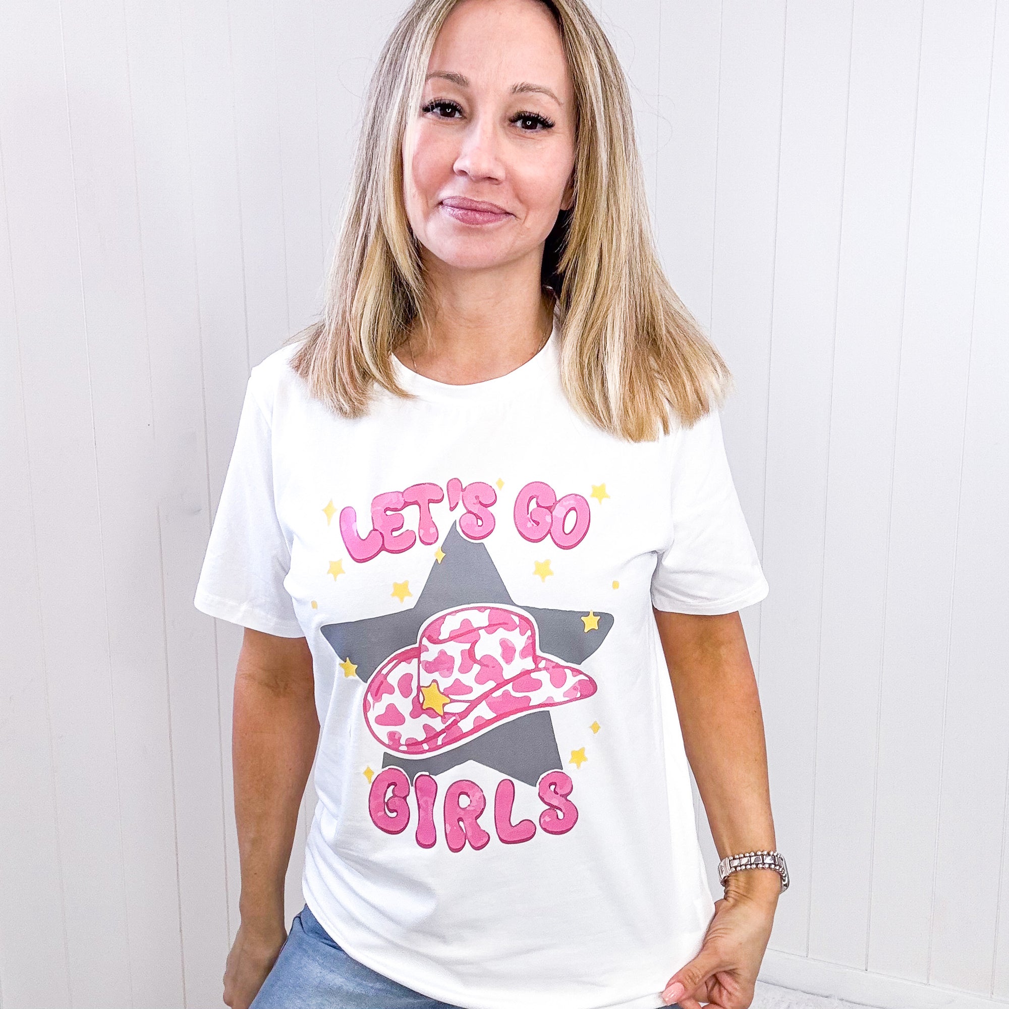 Simply Love LET'S GO GIRLS Round Neck Short Sleeve T-Shirt - Boujee Boutique 