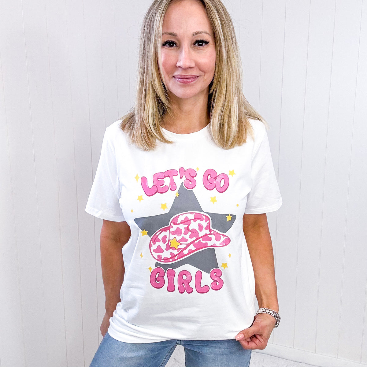 Simply Love LET&#39;S GO GIRLS Round Neck Short Sleeve T-Shirt - Boujee Boutique 