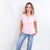 POL Strawberry Pink Ribbed Contrasting Stitch Ribbed Basic Tee - Boujee Boutique 