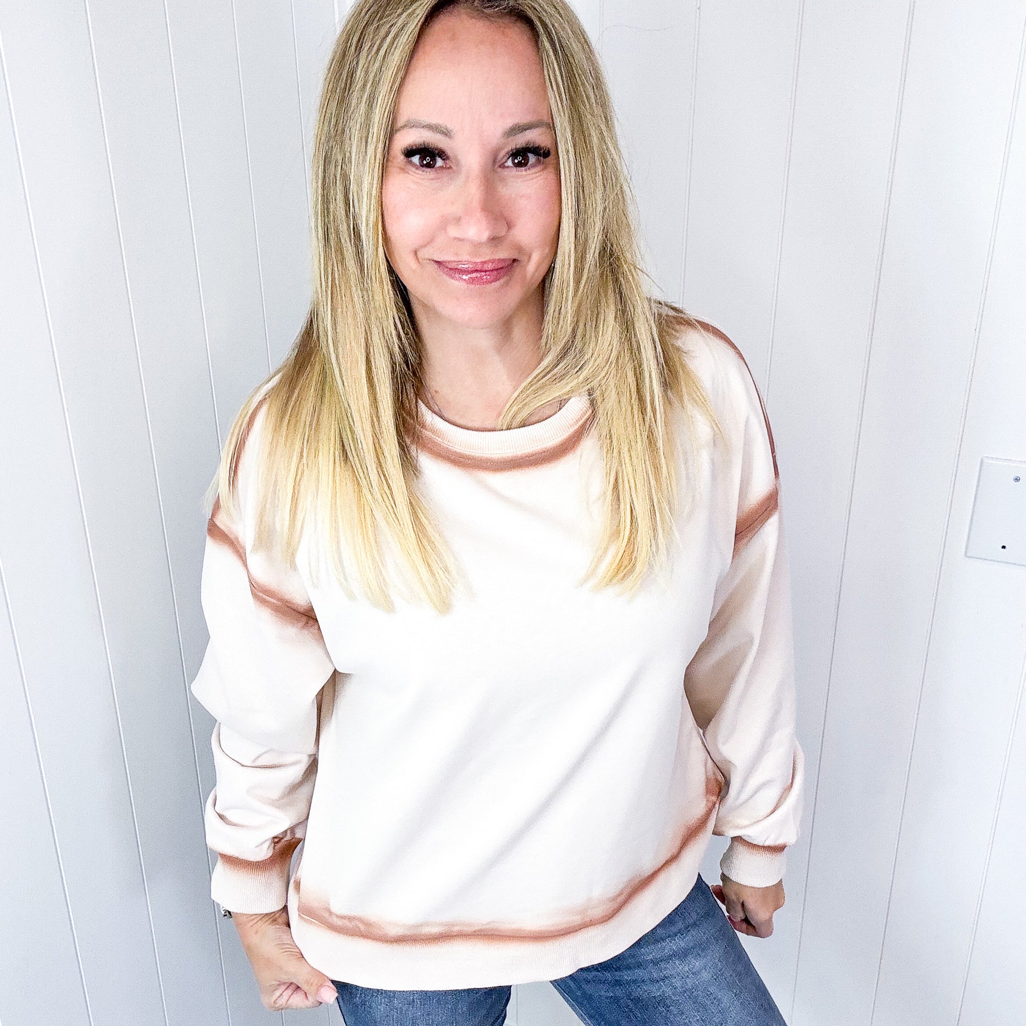 Let's Dream Faded Oil Washed Long Sleeve Crew Neckline Pullover in 4 Options - Boujee Boutique 