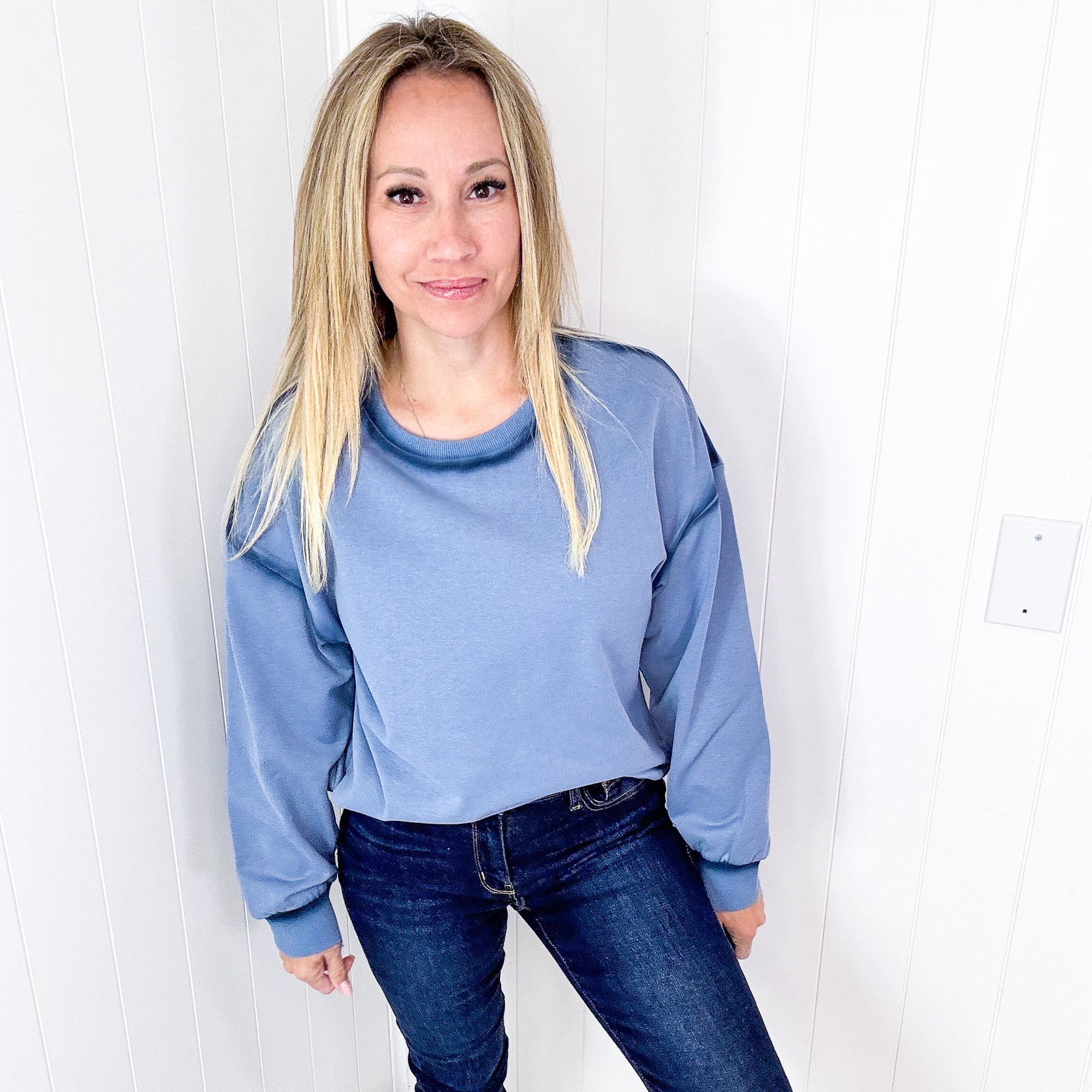 Let's Dream Faded Oil Washed Long Sleeve Crew Neckline Pullover in 4 Options - Boujee Boutique 