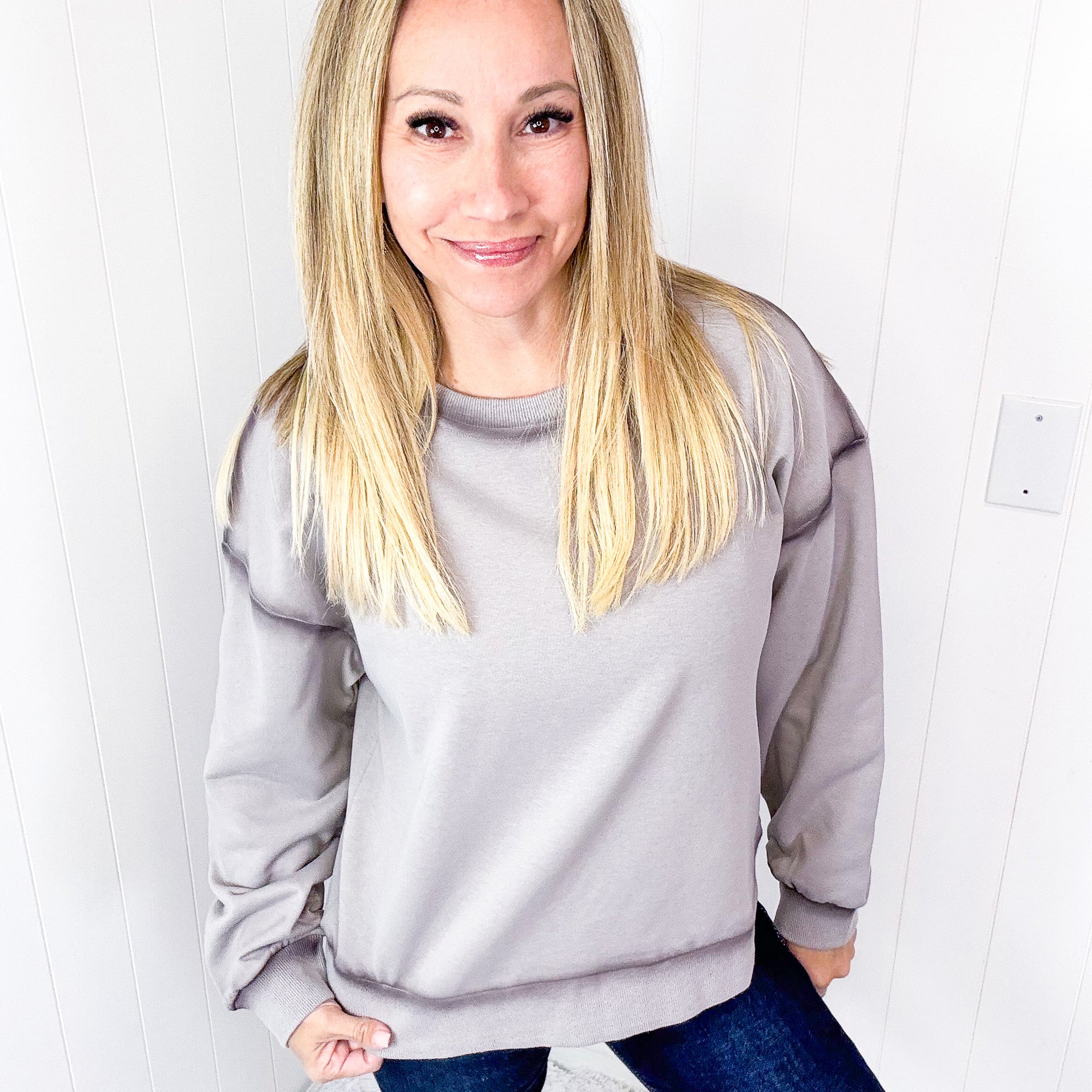 Let's Dream Faded Oil Washed Long Sleeve Crew Neckline Pullover in 4 Options - Boujee Boutique 