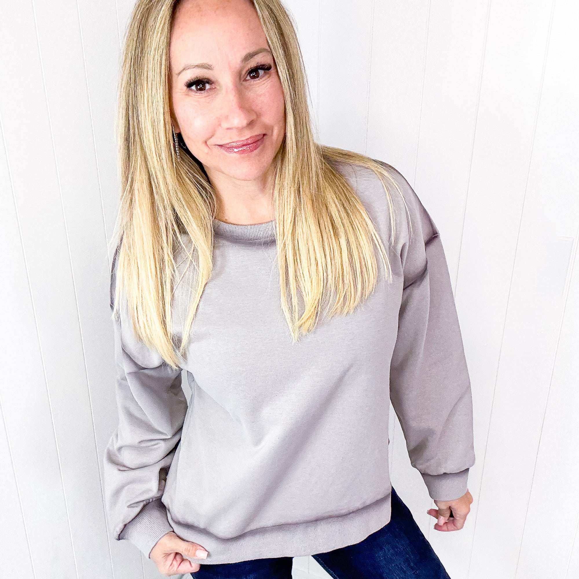 Let's Dream Faded Oil Washed Long Sleeve Crew Neckline Pullover in 4 Options - Boujee Boutique 