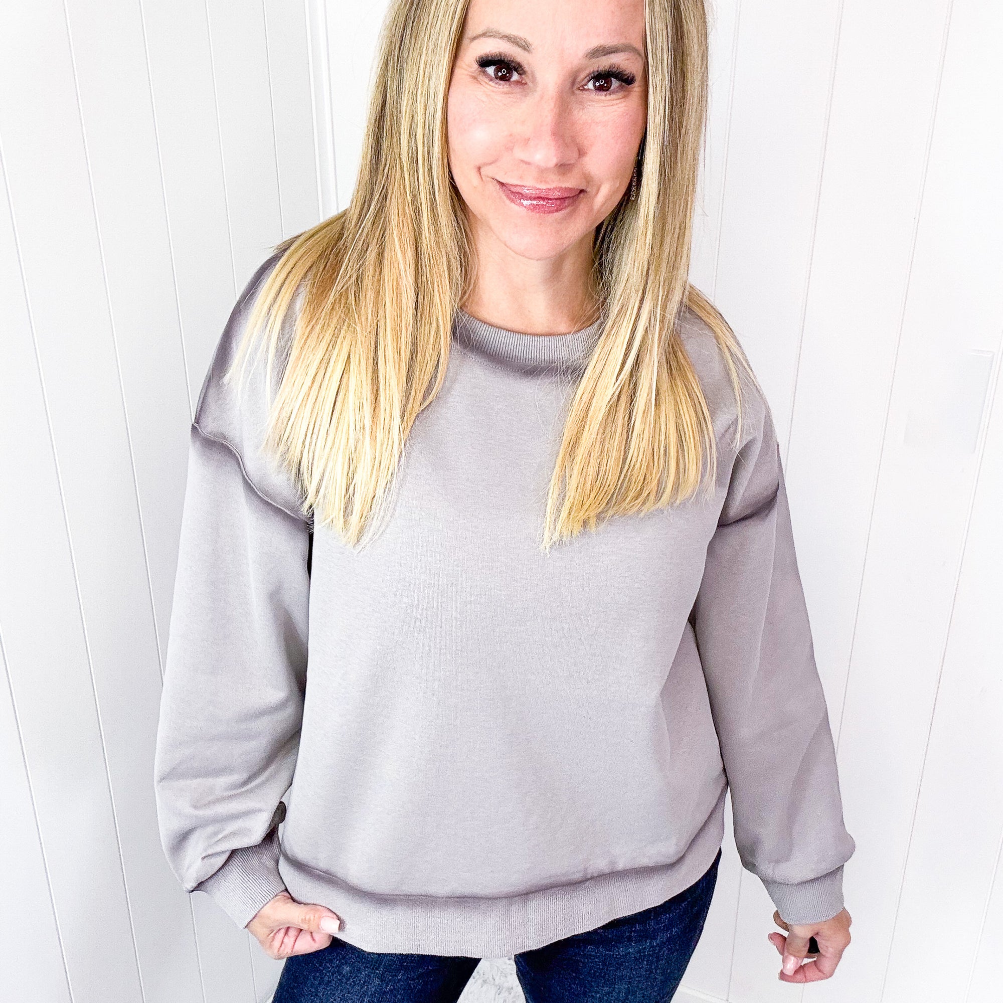 Let's Dream Faded Oil Washed Long Sleeve Crew Neckline Pullover in 4 Options - Boujee Boutique 