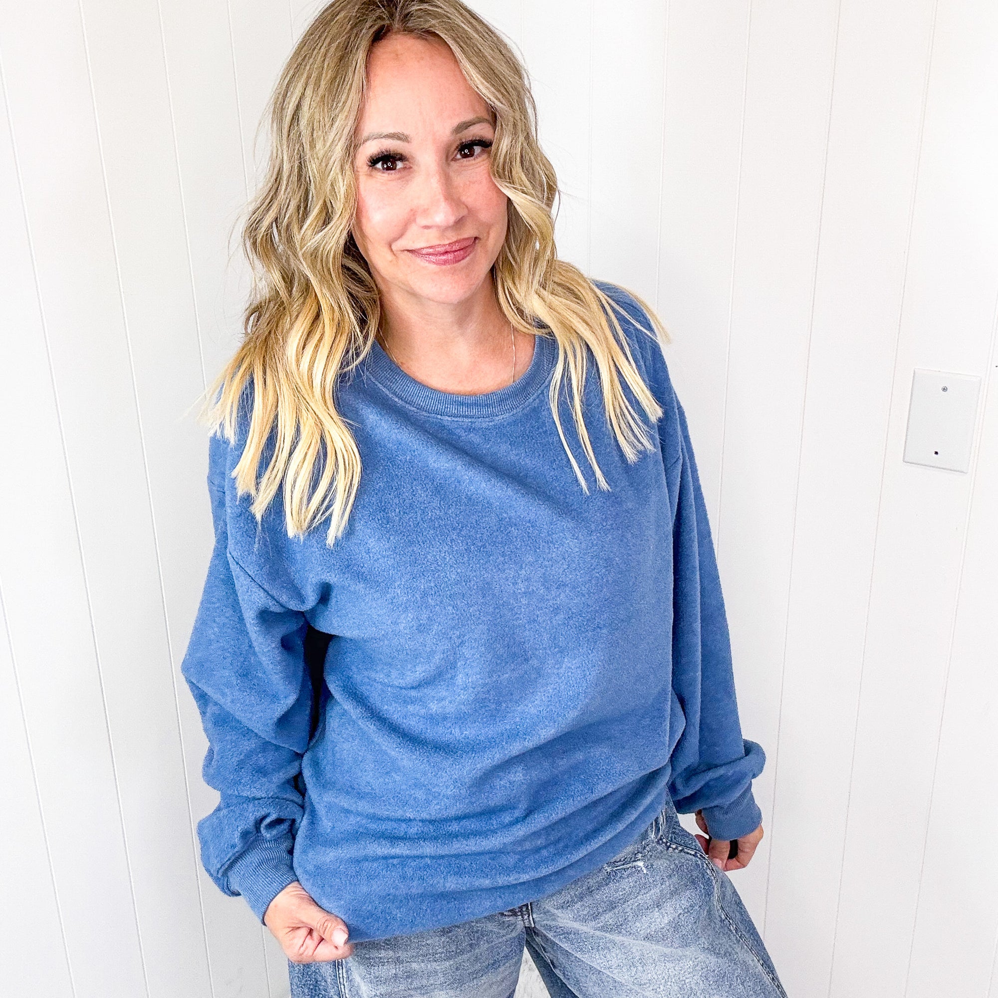 Casual Luxe Brushed Hacci Loose Fitting Long Sleeve Top In 3 Options - Boujee Boutique 