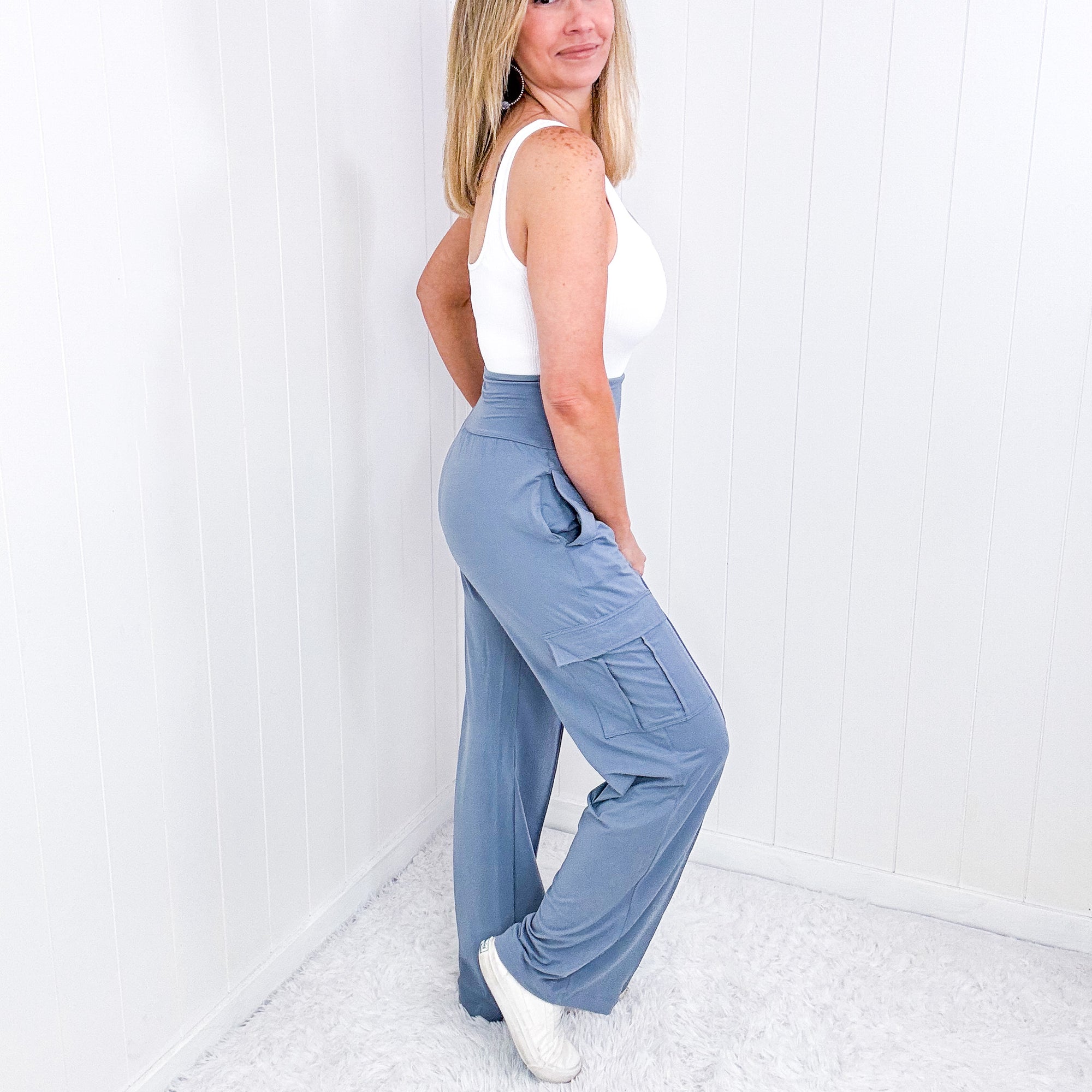 Rea Mode Chambray Blue Race to Relax Cargo Pants - Boujee Boutique 