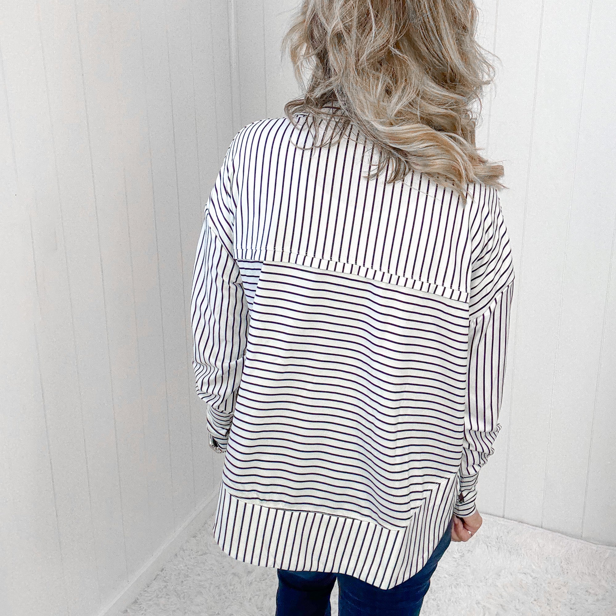 Black and White Sailer Long Sleeve Pullover - Boujee Boutique 