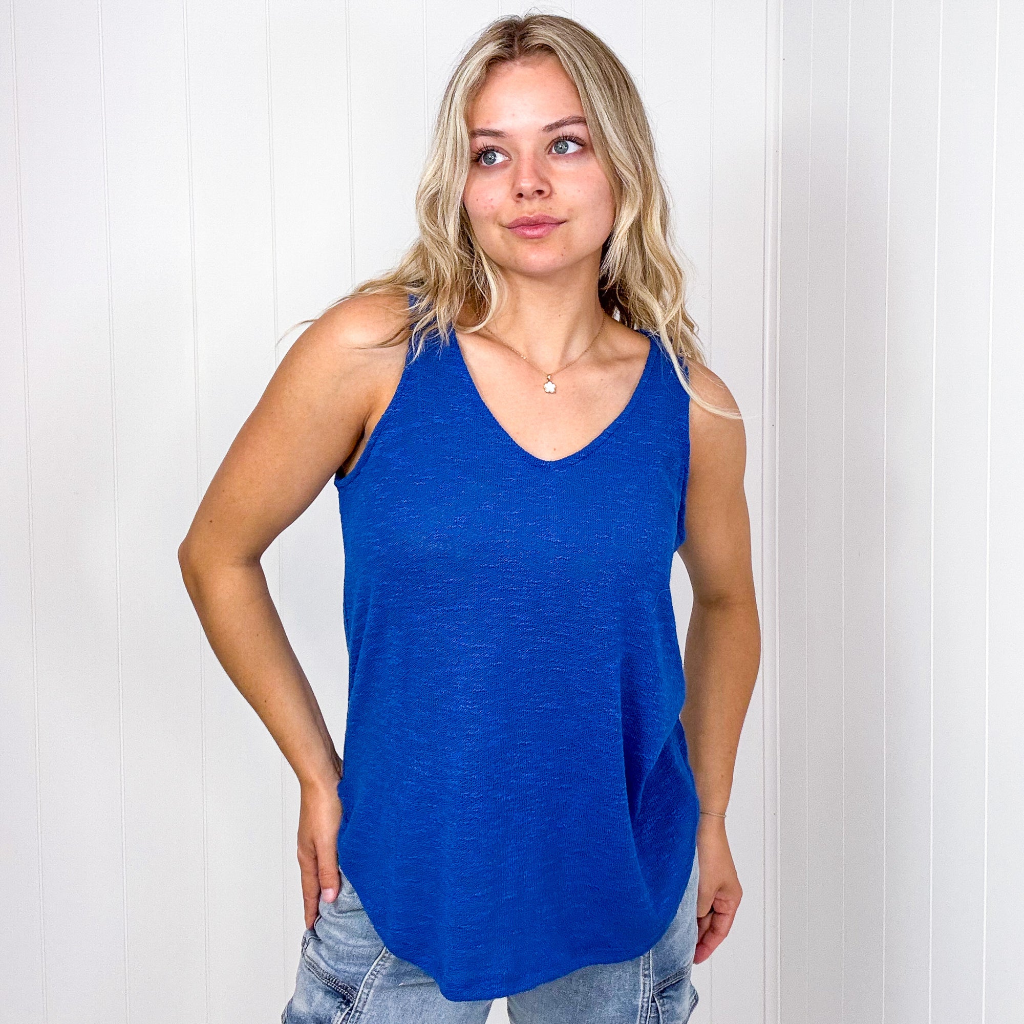 Burnout Soft Knit V Neckline Tank Top in 6 Colors - Boujee Boutique 