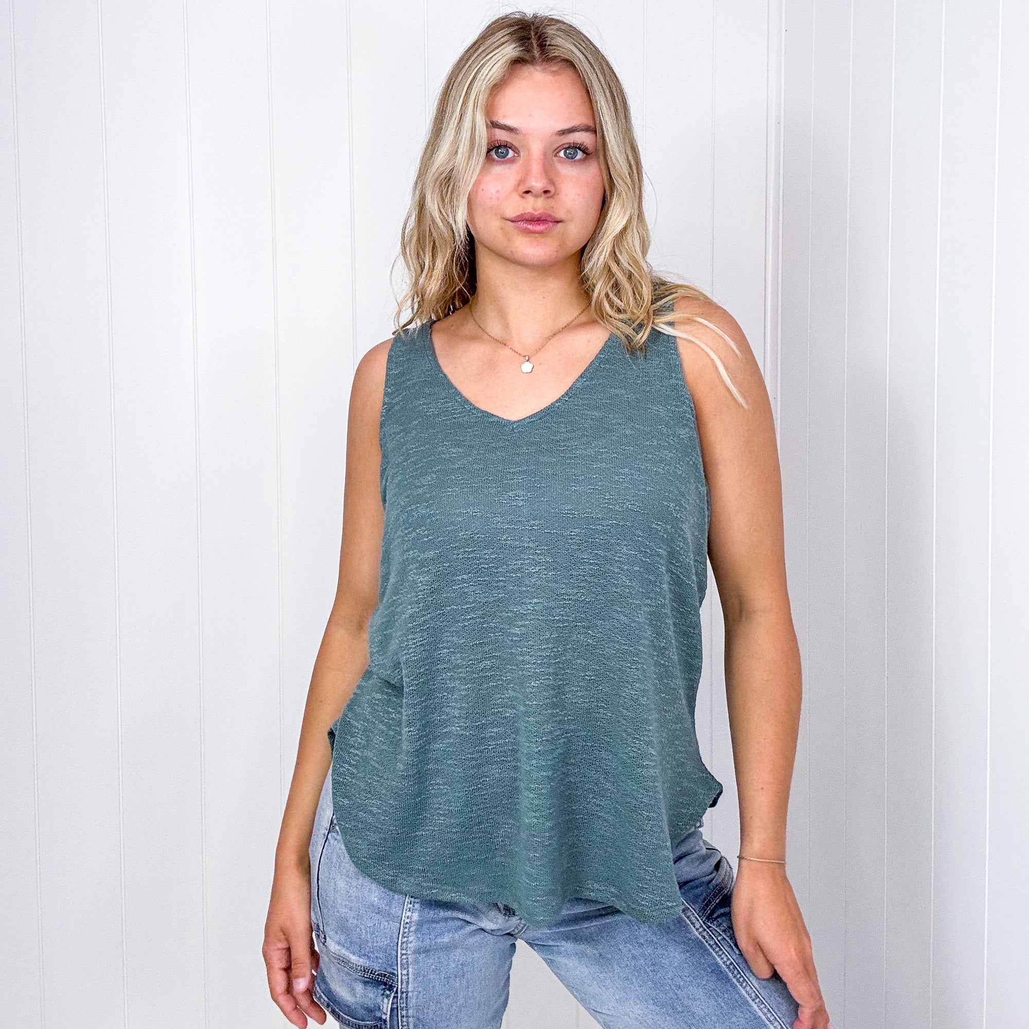 Burnout Soft Knit V Neckline Tank Top in 6 Colors - Boujee Boutique 