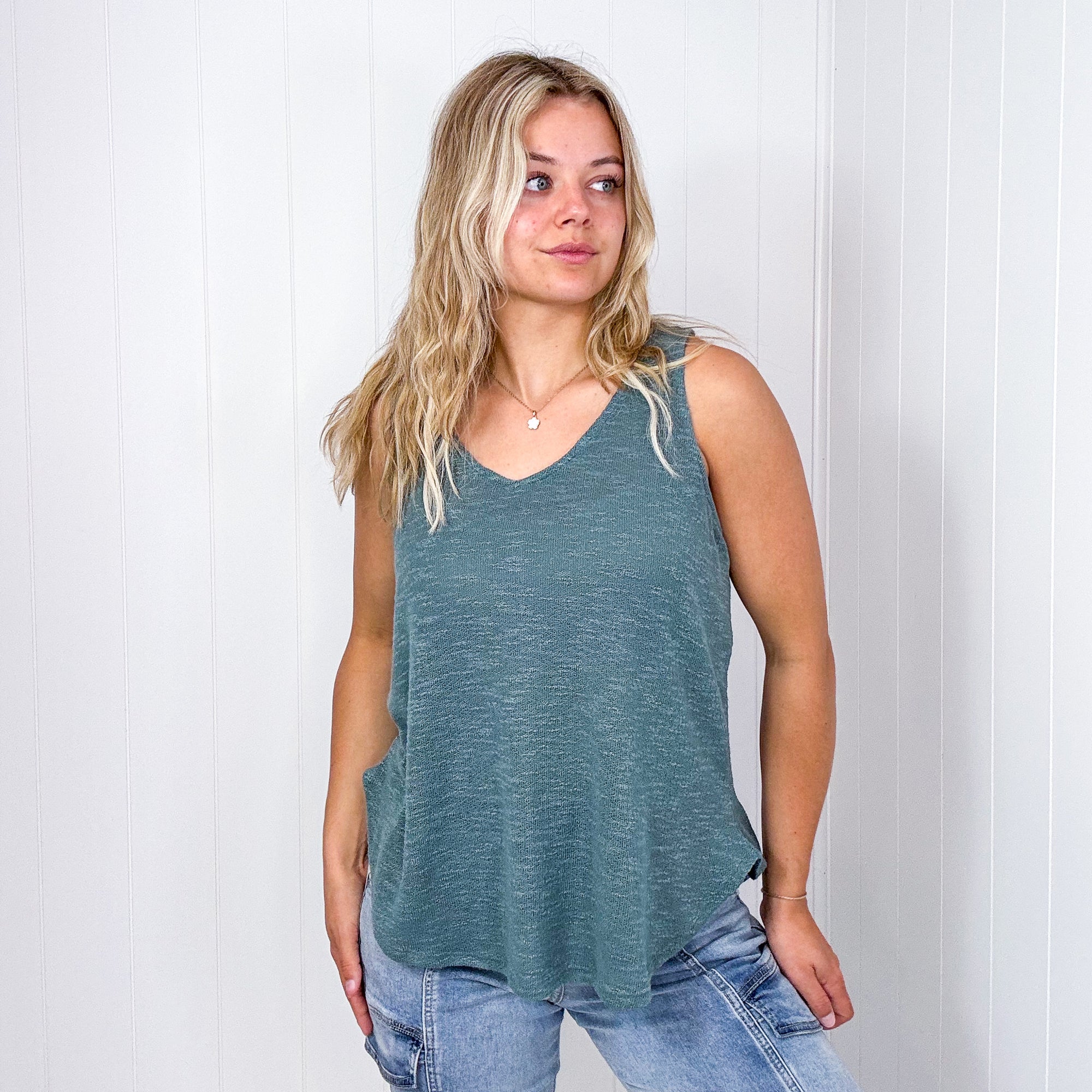 Burnout Soft Knit V Neckline Tank Top in 6 Colors - Boujee Boutique 