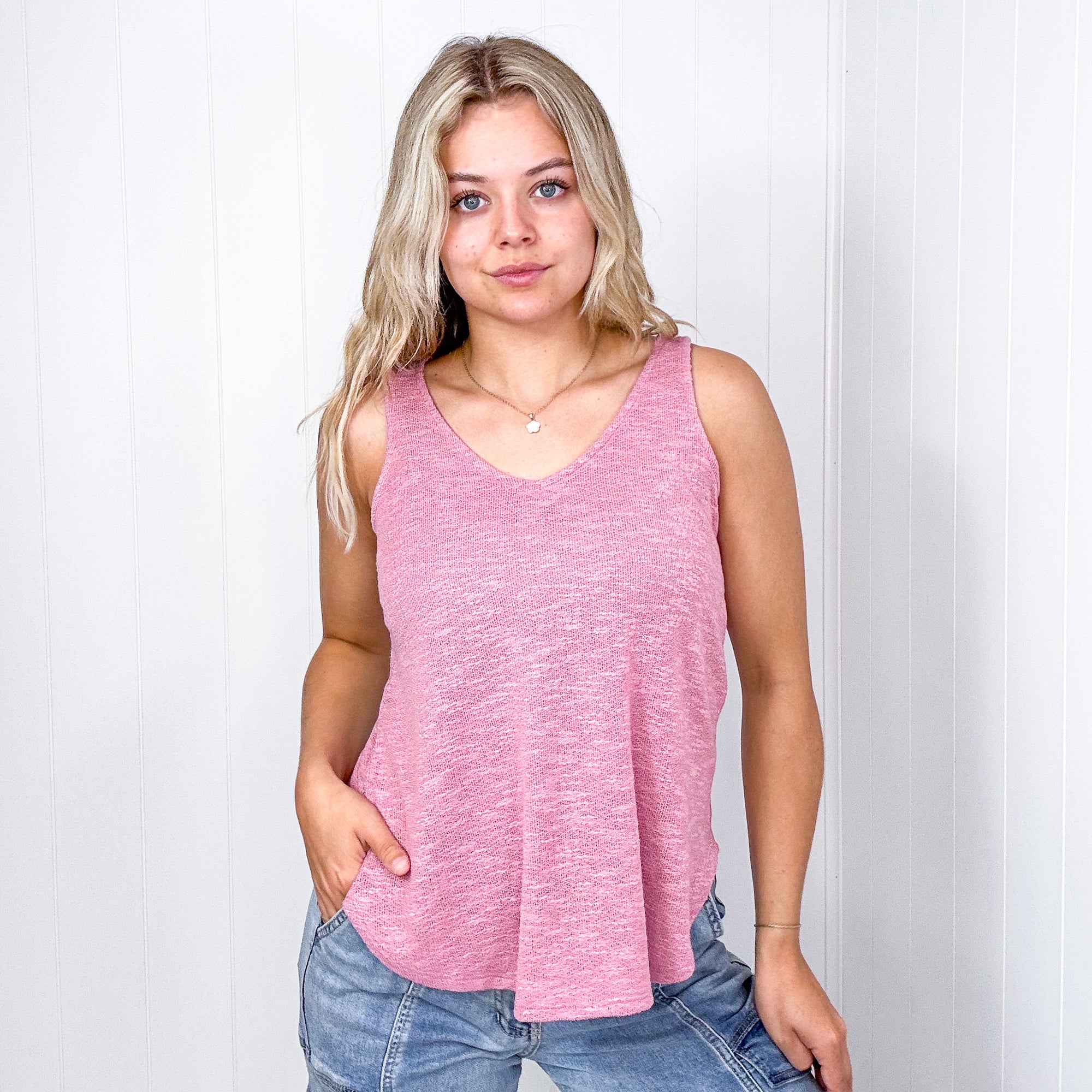 Burnout Soft Knit V Neckline Tank Top in 6 Colors - Boujee Boutique 
